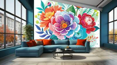 Colorful Floral bouquet Wall mural