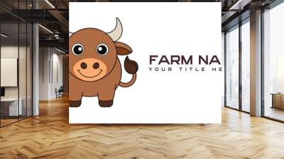 Cow farm logo vector design logo Wall mural