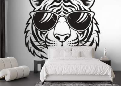 Simple minimalist tiger head wild animal logo vector illustration template design Wall mural