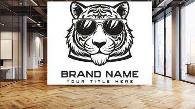 Simple minimalist tiger head wild animal logo vector illustration template design Wall mural