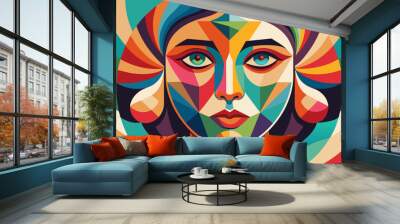 Vector colorful woman face art illustration
 Wall mural