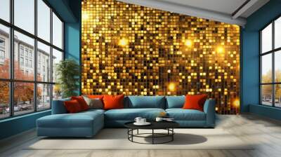 Shining golden mosaic glass background mosaic tiles for texture background. Wall mural