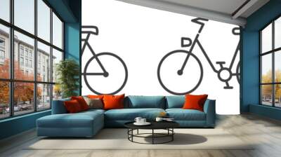 cargo bike and bike trailer vector illustration editable thin line icon set Wall mural