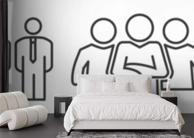 Collection of business people and partnership Vector Line Icons. Pictogram Set on white Background Wall mural