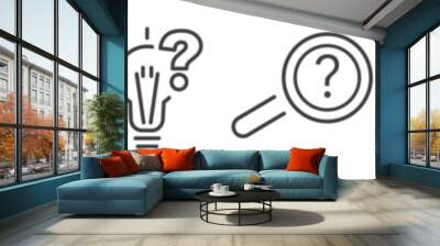 Question vector line icons - thin line icon collection on white background Wall mural