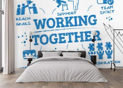 Working together - collaboration and teamwork vector illustration Wall mural