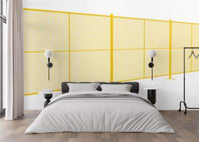 Canadian Construction Fencing:  3D render of a yellow, welded temporary fence (Canadian style). Isolated background allows for seamless design integration. Wall mural