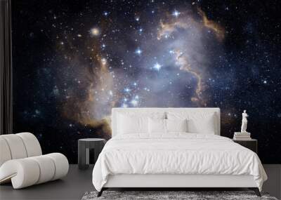 A view from space to a galaxy and stars. Universe filled with stars, nebula and galaxy,. Panoramic shot, wide format. Elements of this image furnished by NASA. Wall mural