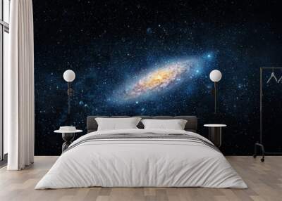 A view from space to a spiral galaxy and stars. Universe filled with stars, nebula and galaxy,. Elements of this image furnished by NASA. Wall mural