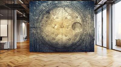 Ancient astronomical instruments on vintage paper background. Abstract old conceptual background on history, mysticism, astrology, science, etc. Wall mural