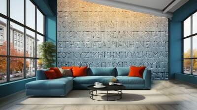 Ancient Greek text. Ancient Greek is the language of the empire of Alexander and the kingdom of the Diadochi, the Roman Empire. Background on the theme of ancient culture, archeology and history. Wall mural