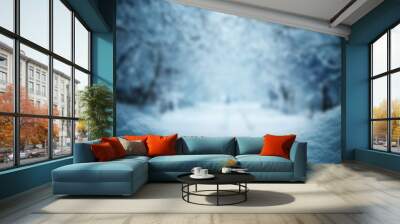 Background of winter snow and trees. Wall mural