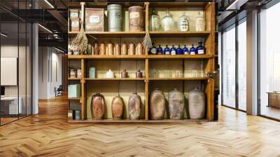 Bottles on the shelf in old pharmacy Wall mural