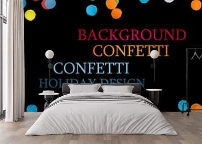 confetti on black background Wall mural