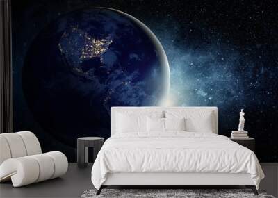 Earth and galaxy. Elements of this image furnished by NASA. Wall mural