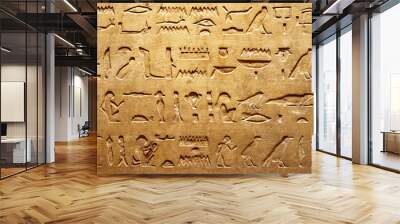 Old Egyptian hieroglyphs on an ancient background. Wide historical and culture background. Ancient Egyptian hieroglyphs as a symbol of the history of the Earth. Wall mural