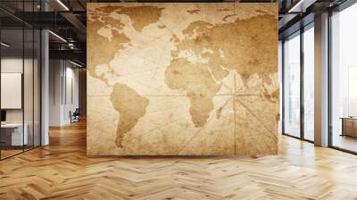 Old map of the world on a old parchment background. Vintage style. Elements of this Image Furnished by NASA. Wall mural