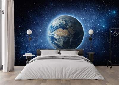 Panoramic view of the Earth, sun, star and galaxy. Sunrise over planet Earth, view from space. Elements of this image furnished by NASA Wall mural