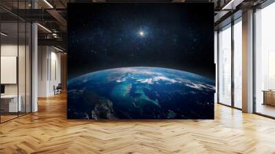 Panoramic view of the Earth and star. Sunrise over planet Earth, view from space. Elements of this image furnished by NASA Wall mural