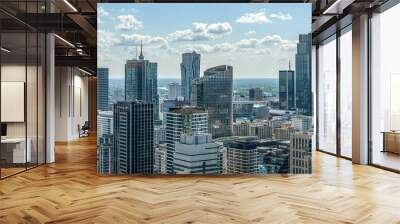 Panoramic. view of modern skyscrapers and business centers in Warsaw. View of the city center from above. Warsaw, Poland. Wall mural