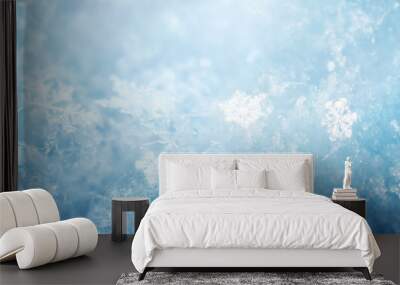 Snow in winter close-up. Macro image of snowflakes, winter holiday background. Wall mural