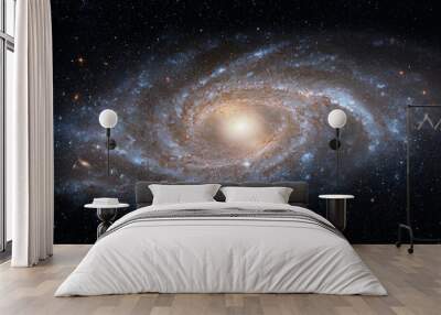 view from space to a spiral galaxy and stars. universe filled with stars, nebula and galaxy,. elemen Wall mural