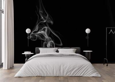 Grey smoke on black background. Wall mural