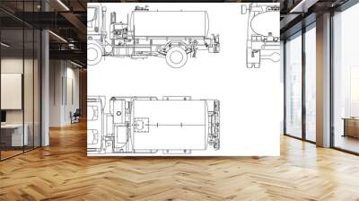 Oil fuel tanker car illustration vector sketch Wall mural