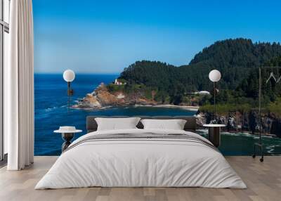 Amazing view of lighthouse along Oregon coast Wall mural