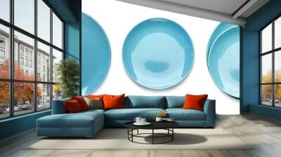 Three variants of blue cymbals. Isolated on white background.. Wall mural