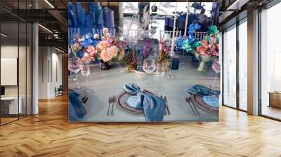 Table set for wedding or another catered event dinner Wall mural