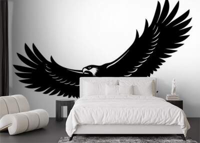 A Bald Eagle black Silhouette Vector, Flying Bald Eagle black and white Silhouette vector isolated on a white background Wall mural