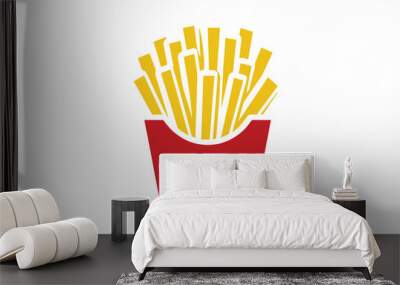 box of french fries flat vector illustration clipart isolated on white background Wall mural