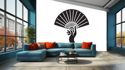 Hand fan vector elements silhouette isolated in white background Wall mural