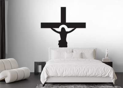 Jesus crucifix  clipart vector silhouette isolated in white background Wall mural