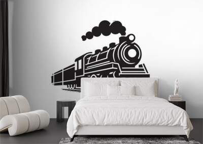 Locomotive train clip art vector silhouette illustration isolated in white background Wall mural