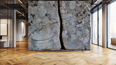 Gap between two large gray stones. Wall mural