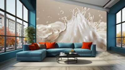 milk splash on beige background Wall mural