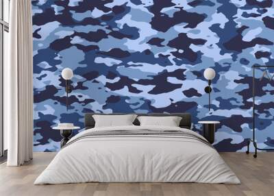 Blue camouflage. Military camouflage. Wall mural