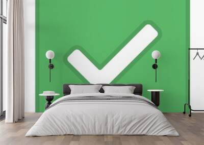 Check marks, Tick marks, Accepted, Approved, Yes, Correct, Ok, Right Choices, Task Completion, Voting. - vector mark symbols in green. Isolated icon. Wall mural