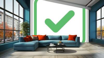 Check marks, Tick marks, Accepted, Approved, Yes, Correct, Ok, Right Choices, Task Completion, Voting. - vector mark symbols in green. Isolated icon. Wall mural