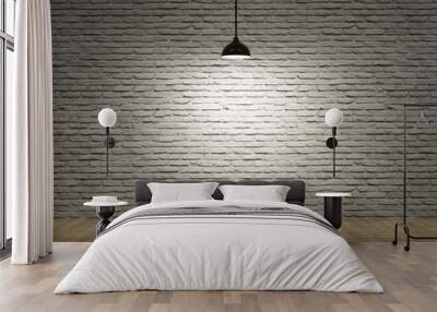 Ceiling lamp with brick wall and wood floor Wall mural