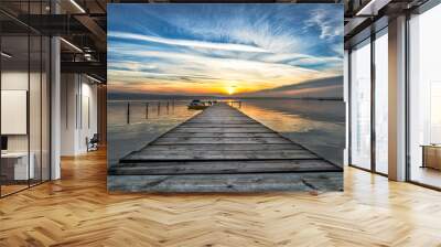 Pier at sunset time Wall mural