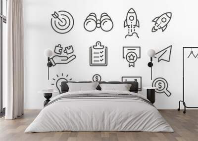 Business startup line vector icon set. Growth, start up development and launch icons. Outline, editable stroke. Wall mural