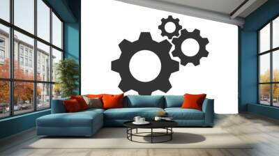 Cogwheel group black vector icon. Gear set simple glyph web symbol. Wall mural