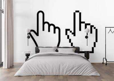 Hand mouse cursor icon. Pointer hand cursor icons, pixelated vector hand cursor symbol. Wall mural