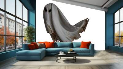 Floating scary white fabric ghosts for Halloween parties to celebrate the night holiday. Creepy ghost character. Can be used in screen mode for a transparent effect. Wall mural