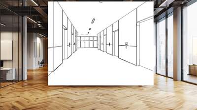 outline sketch of a interior Wall mural