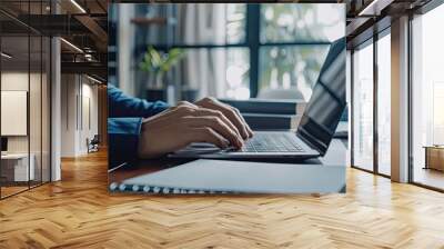 professional working at a laptop in an office environment Wall mural