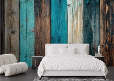 The old blue wood texture with natural patterns. background old blue wooden wall. Wooden wall, a rustic background for design Wall mural